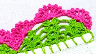 bico/barrado em crochê com flores fácil,diferente e econômico  #crochê #crocheting #crochet #barrado