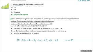 EXAMEN ESTADÍSTICA I  GRADO ADE UNIR - PREGUNTAS TEST EXAMEN- DATOS NO AGRUPADOS -