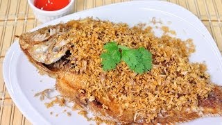 Thai Food - Fried Tilapia with Garlic (Pla Tub Tim Tod Kra Tiam)