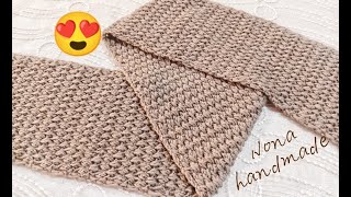 كروشية: كوفية/سكارف بغرزة سهلة وسريعة للمبتدئيينCrochet scarf with easy stitch