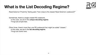 FRI Summary 4   What is the list decoding regime