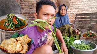 Memasak Masakan desa ,Tumis Kangkung, Tempe Goreng, Menu makan Malam Yang sangat Nikmat