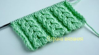 Узоры спицами. Простой жгут. Knitting patterns. Simple harness.