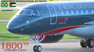 Embraer E-190 E2 da Royal Jordanian JY-REC (1800° e-jets sticker) em escala no Aeroporto do Recife