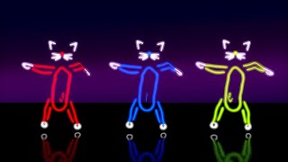 Cats dancing with glowing in the dark lights