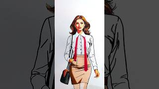 ✨How to Draw a Girl with a suit and a tie #drawing #art #satisfying #girl #girls #diy #craft #dress