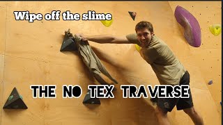 No Tex Traverse, I may or may not have set this monstrosity/masterpiece #bouldering #routesetting