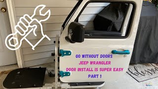 JEEP WRANGLER DOOR INSTALL PART 1! 🚙OIIIIIIIO🚙 Go Without Doors Rolling Cart!