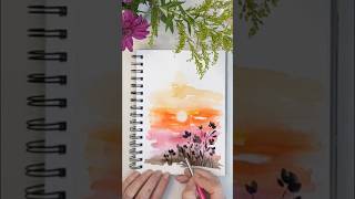 Painting magic watercolor sunsets   #art #shorts #watercolor #fastflowers