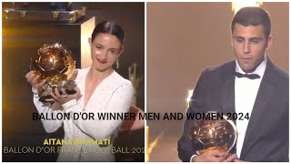 Ballon d'or 2024 Winner List|| Rodri Ballon d'or winner 2024 Mens|| Women Ballon d'or winner 2024