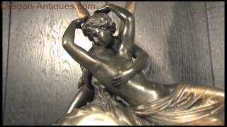 Psyche Revived by Cupids Kiss after Antonio Canova Japy Freres Antique French Clock C1890 RSC2712