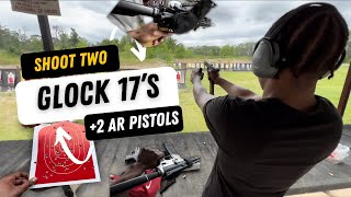 Shooting 2 Glock 17s at the same time❗️& Testing out the newly built chrome AR pistol.👀