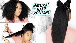 Easy BLOWDRY, STRAIGHTEN & TRIM Routine on NATURAL HAIR! ➟(healthy, bouncy & lustrous)