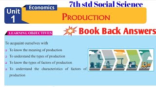 7th standard Social Science | Economics | Unit 1 | Book Back Answers