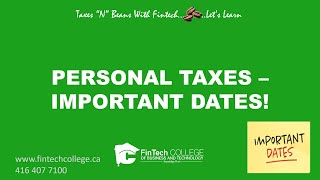 Personal Taxes - Important Dates