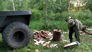 В лес за валежником на вездеходе ТДН . Добываем дрова, уголь и деготь.