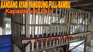 KANDANG AYAM Panggung FULL BAMBU, KAPASITAS 50 EKOR HANYA MODAL 10 RIBU