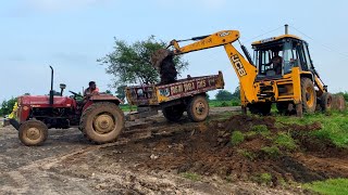 New Jcb 3dx Backhoe Machine Loading Murum in Massey Ferguson 241 Di Tractor | Jcb Tractor | Jcb Jcp