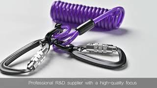 Customizable purple spring tool rope for high-altitude operation safety