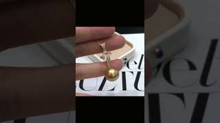 13-14mm south sea golden pearl pendant in 18k gold & diamonds