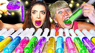 ASMR GLITTER Jello Shooter Race Challenge With MOST POPULAR SOUR CANDY! 먹방