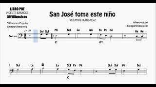 San José toma este niño Partitura con Notas en Clave de Fa Trombón Chelo Fagot Villancico