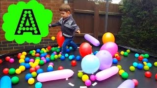 Little Boy Playing with Balloons on Trampoline/Ball Song/Nursery Rhymes/Fun For Kids/