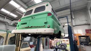 '60 GMC K1000 Suburban getting a suspension lift at 4-5-6 Chevy Trucks LLC in Kansas City, KS.