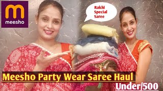 #vlog60 Meesho Party Wear Saree Haul/meesho party wear saree haul under/500 Meesho Saree Review..