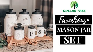 High-End Dollar Tree Farmhouse Kitchen Decor DIY | Mason Jar Set