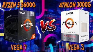 RYZEN 5 5600G ( VEGA 7 ) vs ATHLON 3000G ( VEGA 3) | ¿Cual Es Mejor?