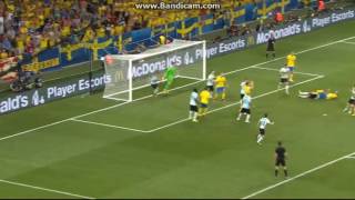 Kevin De Bruyne great save with head (Belgium - Sweden)