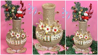 DIY Jute Christmas Vase/ Jute Rope Craft Idea/ Jute Flower Vase/2020 Christmas Vase