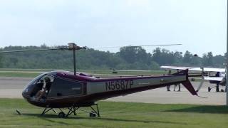 Enstrom 280F Helicopter. Start up and take off.