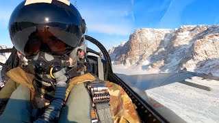 LOW AND FAST ARTIC BOMBING RUN - USAF B-1 Bombers And F-16 Fighting Falcons Train Over Greenland