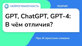 GPT, ChatGPT, GPT-4: В чём отличия?/ Про AI простыми словами / Нейрограмотность