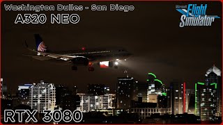 Night Flight! FlyByWire A32NX + RTX 3080 | Washington Dulles to San Diego | MSFS 2020