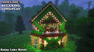 Minecraft Relaxing Longplay - Rainy Lake House - Cozy Build Lake House ( No Commentary ) 1.19