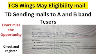 TCS Wings Update May || Don’t miss the opportunity