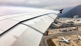 Singapore Airlines A380 WINGS CONDENSATION Take Off in HKIA