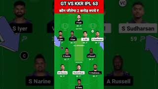 GT vs KKR Dream11 Team Prediction Today 2024