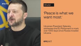 'Peace is what we want most.’ President Zelensky addresses the EU Parliament.