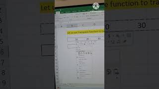 Excel transpose function-row values to column or vice versa #exceltips #teaching #easy #report