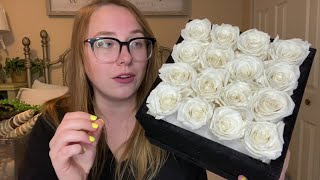 Review Rose Forever New York - Passion Square White Black Velvet Preserved Roses