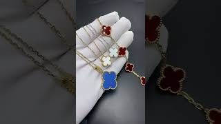 Custom Made Van Cleef Arpels Vintage Alhambra Bracelet And Necklace And Magic Pendant 18K Real Gold