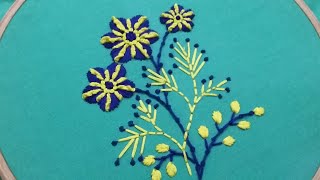 Detached Buttonhole stitch and Satin stitch flower, hand embroidery, easy