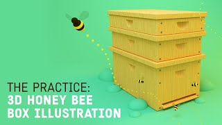 Model & Render a Honey Bee Box 3d Illustration in Cinema 4d & Octane // The Practice 236