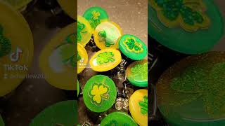 Made some St. Patrick's Day retractable badge reels #resin #resinart #resinbadges Available!!!