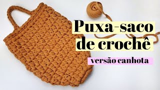 (VERSÃO CANHOTA) Puxa saco de crochê em fio de malha | por Ju quem fez