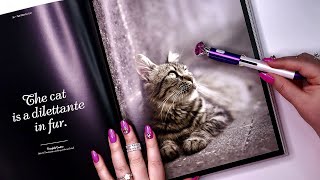 ASMR Book Page Turning & Tracing 📘 Book Tapping 🖌 Page Brushing ✨ Inaudible Reading 💋 French Cat